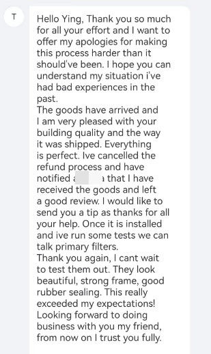 Latest company Solutions about The customer gave high praise to the products and services after receiving the goods