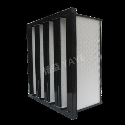 Good price 12 Pleats V Bank Air Filter Fiberglass HVAC Panel Filter With Galvanized Steel Frame online